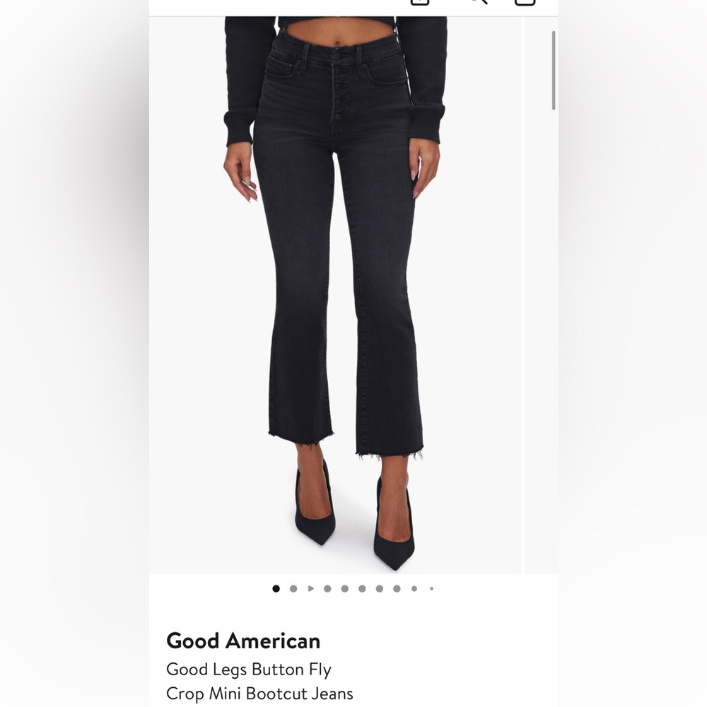 Good American Good Legs Button Fly Crop Mini Bootcut Jeans (2/26)